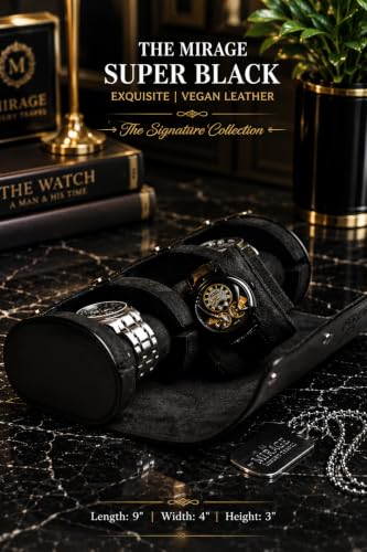 Watch Travel Case for Men Watch Roll for Travel Organizer and Display Watch Case (3-Slots / Black Black)