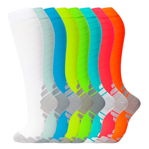8 Pairs Compression Socks for Men & Women 20 (Small-Medium / Fluorescent Colors1)