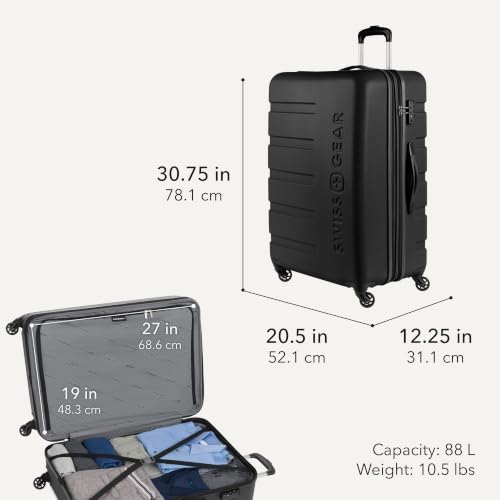 Signature Large Hardside Expandable Spinner Luggage & Weekender Tote Set (2-Piece Set (Weekender/27") / Black)