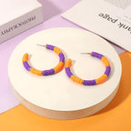 Game Day Earrings Football Baseball Earrings for Women Sports Team Heishi Hoop Earring Football Accessories Outfits Cheer Mom Essentials Fall Sports Must Haves Cheer Gifts (Orange Purple)