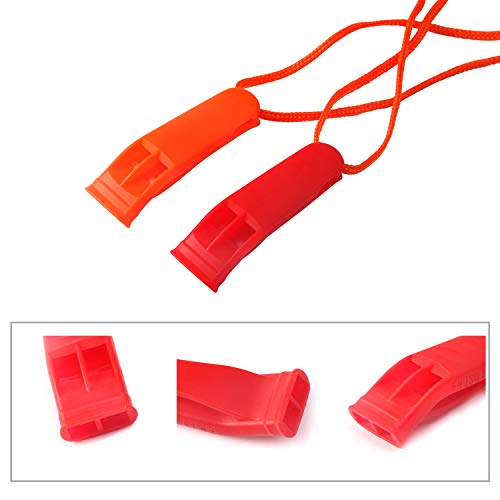 10 Pcs Emergency Safety Whistle with Lanyard for Boating (Red and Orange)