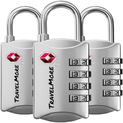 Luggage Locks TSA Approved (3 Pack / Silver)