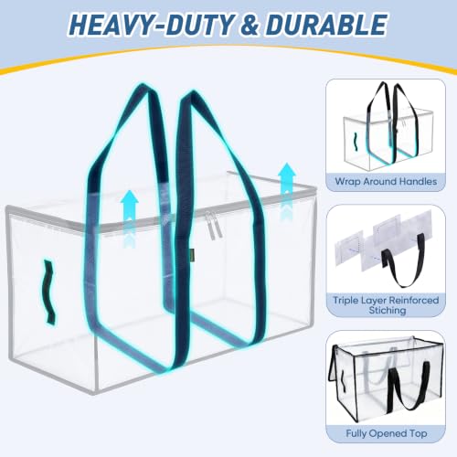 48 Pack Oversized Moving Bags with Reinforced Handles (Clear / 48-Pack)
