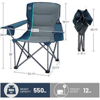 2 Pack Oversized Folding Camping Chair for Adults (Navy-2 Pack)