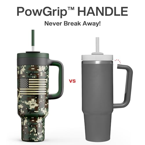 50 oz Camo Tumbler with Handle (Woodland Flag / 50 Ounces)