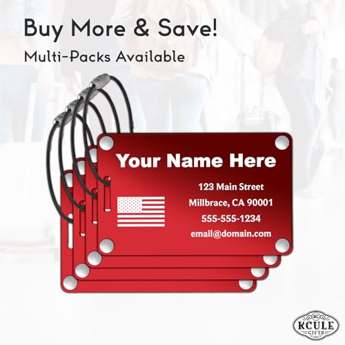 Personalized Metal Luggage Tags for Suitcases (Red)