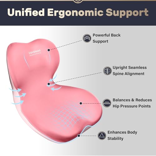 Car Seat Cushion and Lumbar Support Pillow One Piece (Pink-a / 1 Piece)