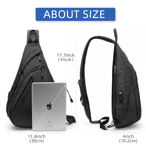 Water Proof Sling bag (Black Grid)