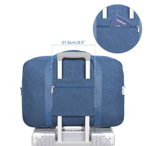 Carry on luaggage 22x14x9 Airlines Approved Foldable Carry on Bag Travel Duffel Packable Duffle Overnight for Women and Men 40L (Y-Navy Blue / 40L)