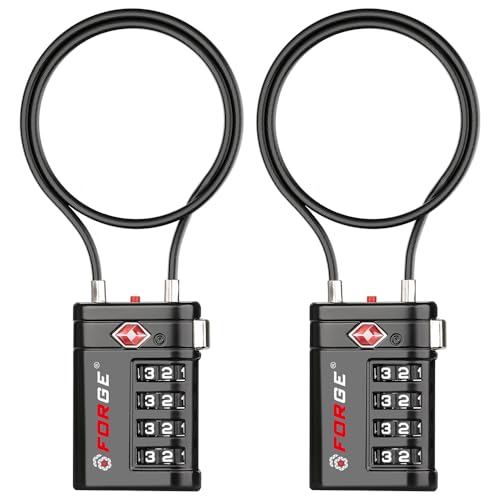 Open Alert TSA Approved Luggage Locks (Black Long 2 PK)