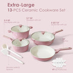 Nonstick Ceramic Cookware Set Large 13 (Blossom Pink)