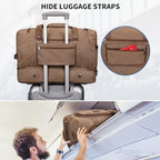 Duffle Bag for Men 60L Travel Canvas Weekender with Toiletry Bag (Brown)