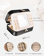 Travel Jewelry Organizer Boxes for Women Small Portable Necklace Earrings Bracelet Rings Travel Case Best Friend Birthday Gifts for Women Trendy (15_Crocodile_Black_Big)