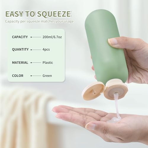 Empty Shampoo Bottles 6.7oz (200ml-4 / Green)