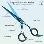 Professional Hair Cutting And Thinning Scissors (Blue / DaggerPrecision Series)