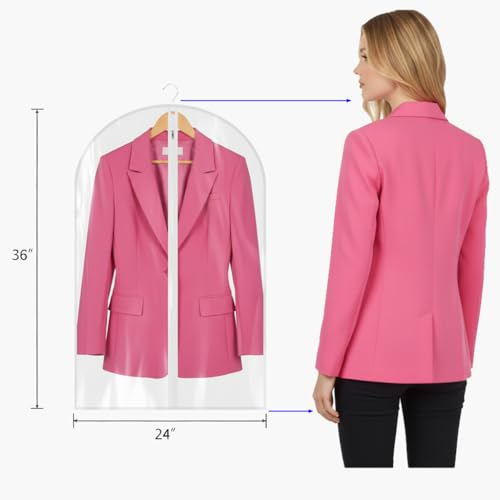 36” All Clear Garment Bags for Women Suit Bags (36" -6 Pack)