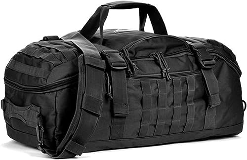 3 In 1 Tactical 45L Military Backpack Travel Duffle Bag for Weekender Gym Workout Deployment (Medium (45L) / Black)