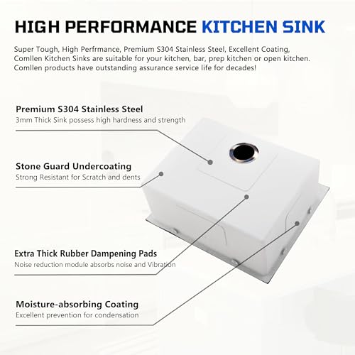 25 x 22 Inch Drop In Black Kitchen Sink (Gunmental Black / 25" x 22" x 9")