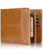 Wallet for Men RFID Blocking Genuine Leather Bifold Wallets (tan)
