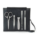 5pc Men's Grooming Set (5-Pc: Clipper, Mustache Scissors, Tweezer / Black Leather Roll)