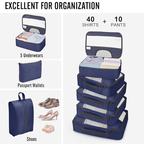 10 Set Packing Cubes for Travel Essentials (05 Indigo Blue)