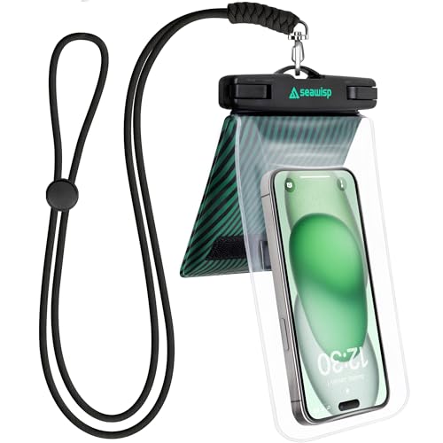 Universal Waterproof Phone Pouch [Double Space] IPX8 Dry Bag with Lanyard for iPhone 16 15 14 13 12 Pro Max XS XR X Galaxy S25 S24 S23 Ultra (Black/Green)