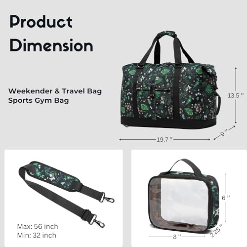 Duffel with Utility Pouch (Floral & Foliage)