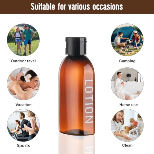 Travel Bottles for Toiletries 6 PCS 3.4oz Plastic Bottles Brown (Brown)