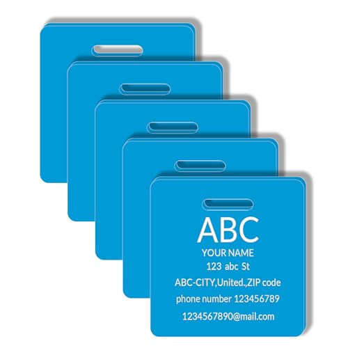 5Pack) Custom Personalized Luggage Tags-Customized Unique tag for Suitcase Backpack Travel,Bags (Light-Blue-A) (Light-blue-a)