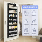 1 Pack 8 Shelves Over The Door Shoe Organizer (BLACK / 25+ Pairs)
