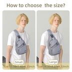 Crossbody Sling Bag Men Women (Leather Grey / Large)