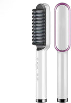 Professional Anion Hair Straightener Comb, Beard Straightener Brush, Ceramic Plate Electric Hair Straightening Brush for Salon Results, Heating Straightener, Heated Electric Comb (White)