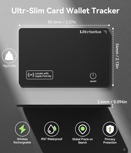 Air Tag Wallet Tracker Cards 4 Pack with 1 Wireless Charger (4-Pack / Black)