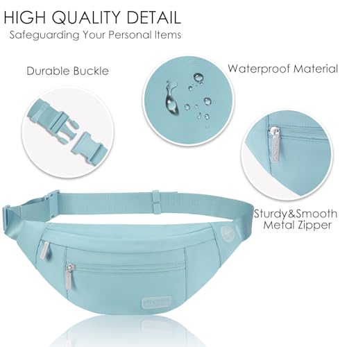 Large Dusty Blue Fanny Pack for Women Crossbody Bag Travel Essential (Dusty Blue / Large)