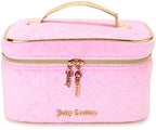 Velour Train Case Pink Makeup Bag Heart Logo (Pink)