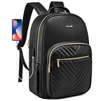 Laptop Backpack Purse for Women (Black(pu Leather) / 15.6-Inch)