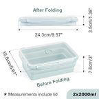 Collapsible Food Storage Containers with Airtight Lid & Air Vent (6x2000ml Blue)