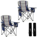 2 Pack Padded Oversized Camping Chair Heavy Duty for Adults (Twin Pack / Blue)