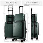 20 Inch Carry On Luggage 22x14x9 Airline Approved Suitcase (Carry-on 20 Inch / Green)