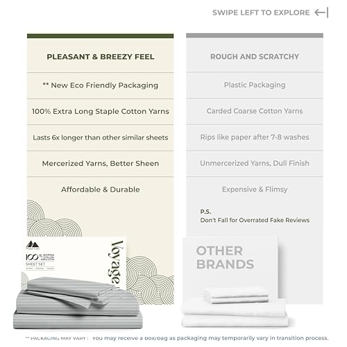 100% Egyptian Cotton Queen Size Sheets Set (Queen / 25 - Striped Silver)