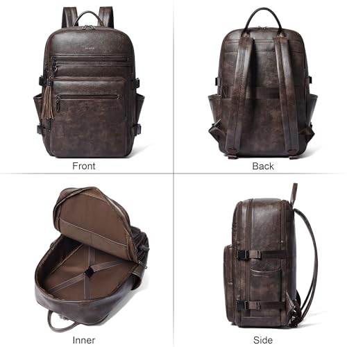 Vegan Leather Laptop Backpack for Women Fits 16 Inch Laptop (Two-toned Coffee)