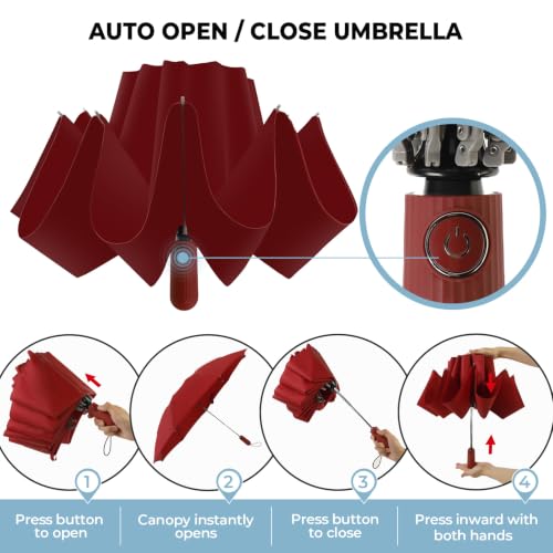 Inverted Umbrella for Rain (Wine / 46 Inch)