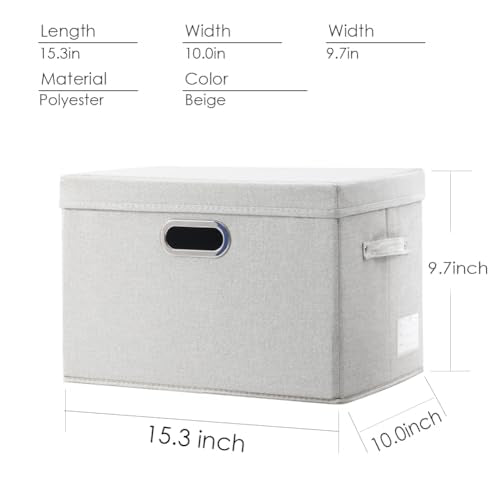Collapsible Storage Bin with Lid [5 (Beige / M(5-Pack))