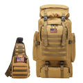 80L 2Pcs Hiking Backpack for Men with Sling Tactical Backpack (Black / Outdoor)