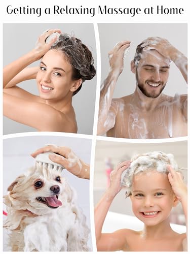 2 Pack Scalp Massager Hair Growth Scrubber for Dandruff Removal (Dark Grey & Beige)