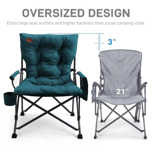 Padded Oversized Folding Camping Chair for Adults (Green-2pack)