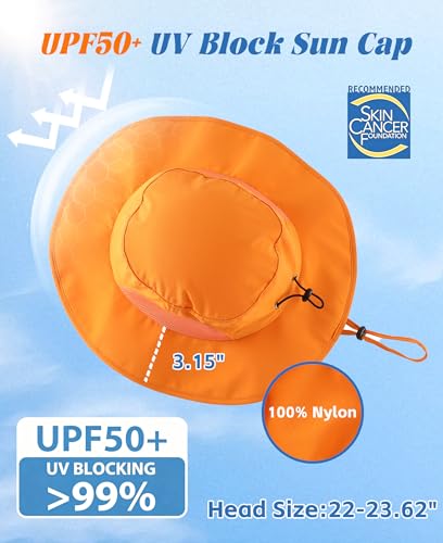 UPF50+Mens Womens Sun Hat Wide Brim Fishing Hat Packable UV Protection Gardening Beach Hat Orange (One Size / Orange)