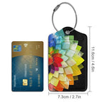 2 Pcs Luggage Tags for Suitcases PU Leather Luggage Tag with Privacy Cover Label Address Card and Durable Metal Ring Suitable for Suitcase Bag Handbags Backpacks Travel Accessories (Rainbow Flower)