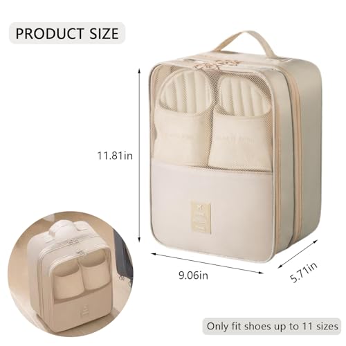 2 Pack Shoe Bags for Travel (Beige)