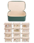 Jewelry Organizers and Storage with Clear 12 Velvet Bags (12PCS-Green)